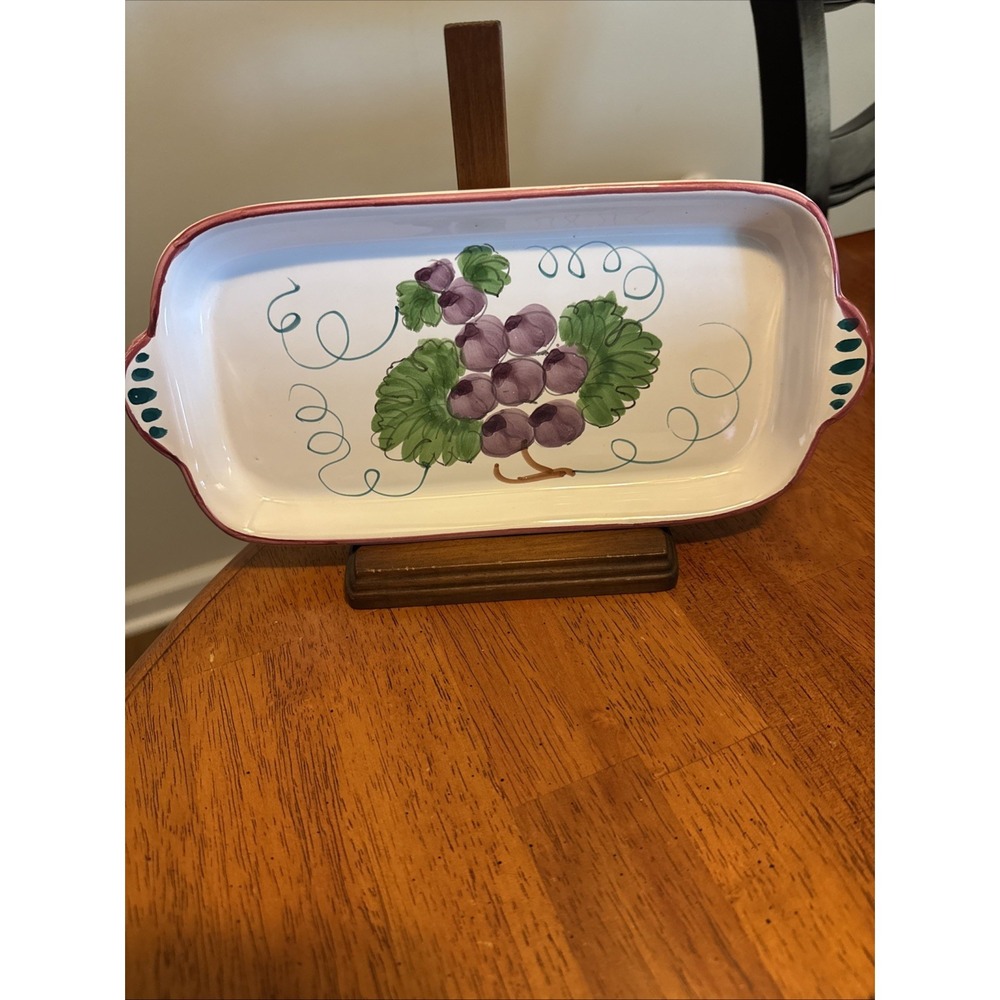 Deruta Signed Hand painted In Italy Serving Dish Tray Platter 11x5